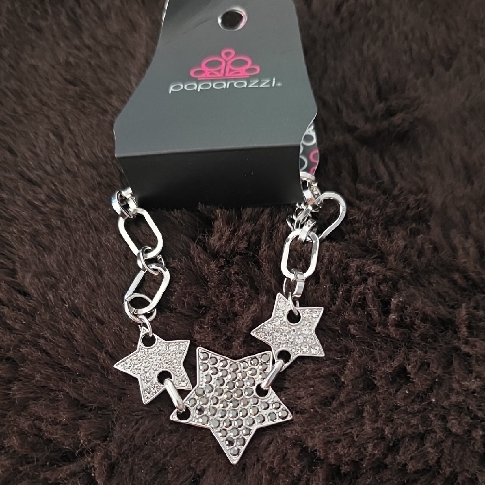 Paparazzi Silver Rhinestone Triple Star Bracelet